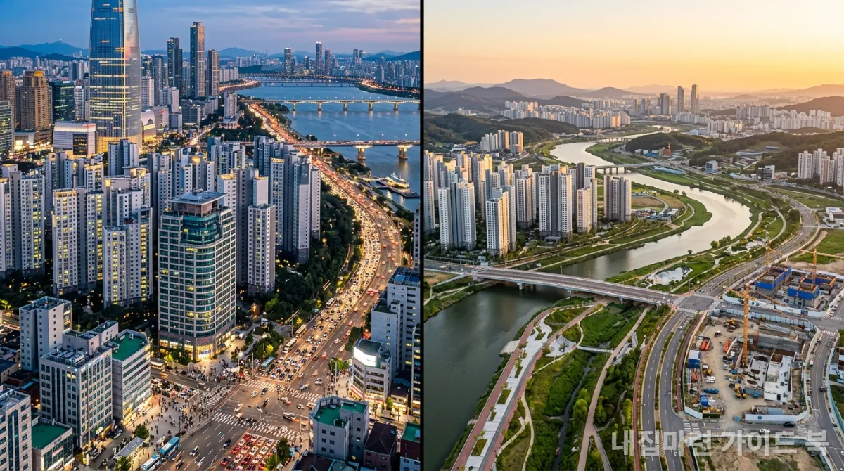 수도권과 지방 부동산 시장의 주요 지표를 비교하는 시각화 자료