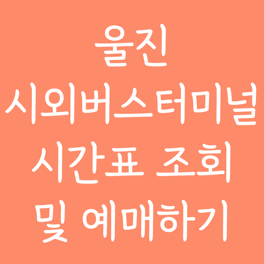 울진 시외버스터미널 시간표조회 및 예매하기