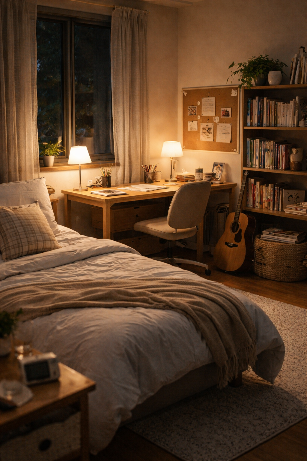 따뜻한 빛의 아늑한 방