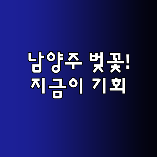 남양주 벚꽃 일정 및 왕숙천 시민공원..