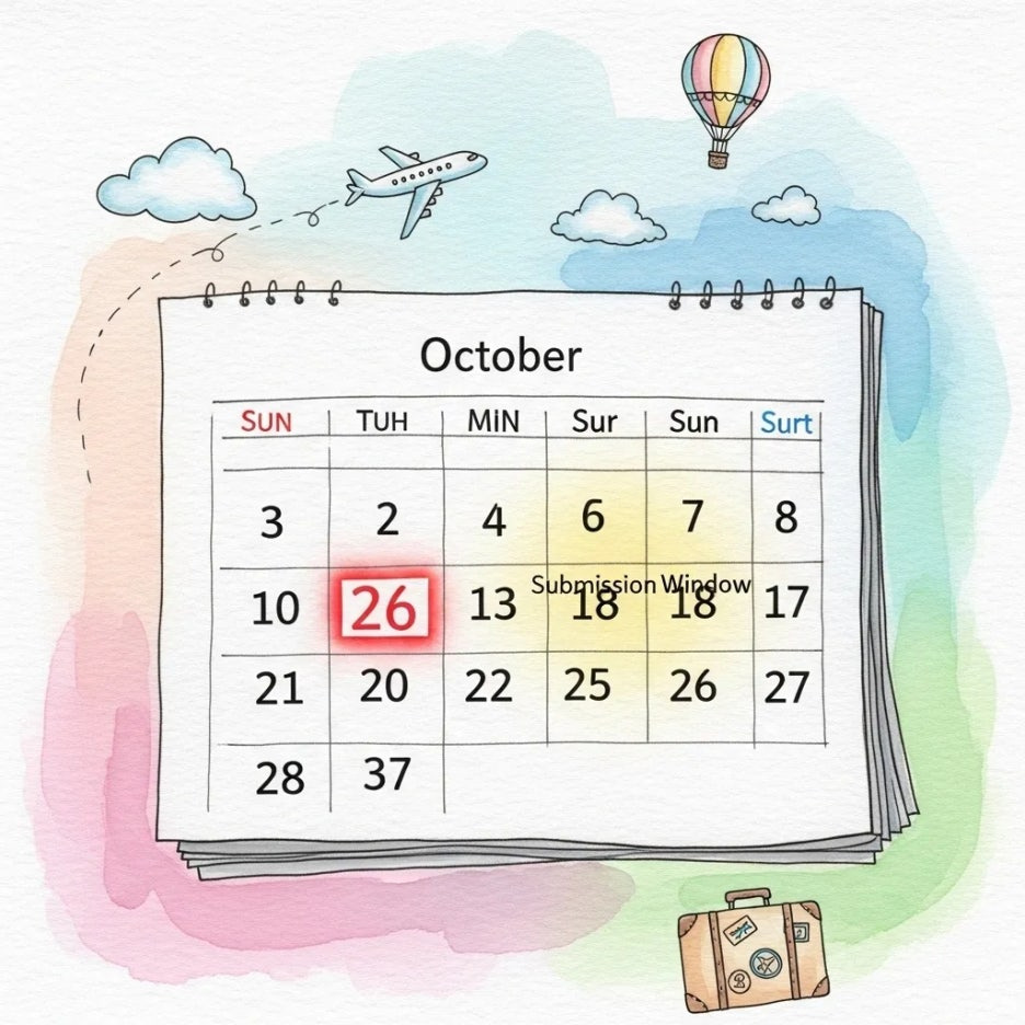 달력에 싱가포르 입국신고서 제출 기간이 표시된 모습