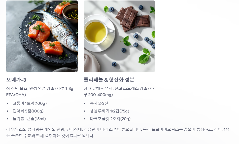 장 건강을 위한 필수 영양소 효과