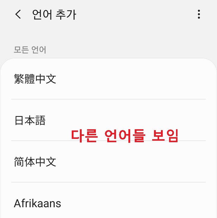 다른 언어들 보임