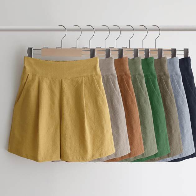 날씬해보이는 뒷밴딩 A라인 여름 여성 린넨 반바지