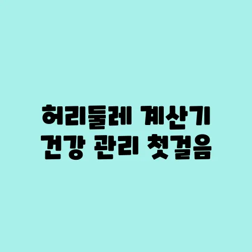 허리둘레 계산기 건강 관리 첫걸음