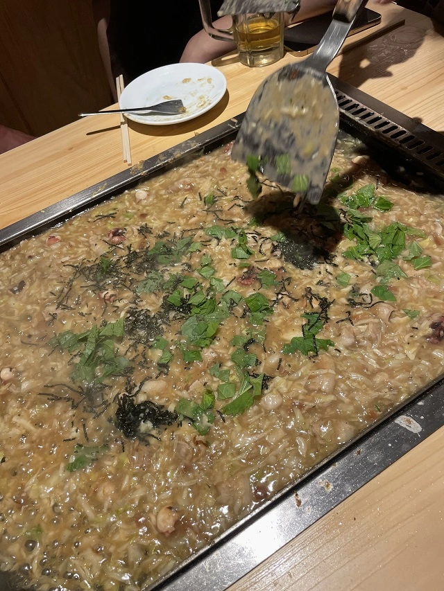 삼겹&낙지 몬자야키 조리 후