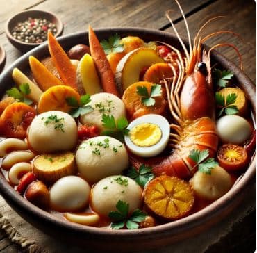 벨리즈의 보일 업(Boil Up): 다양한 해산물과 채소를 함께 끓인 요리