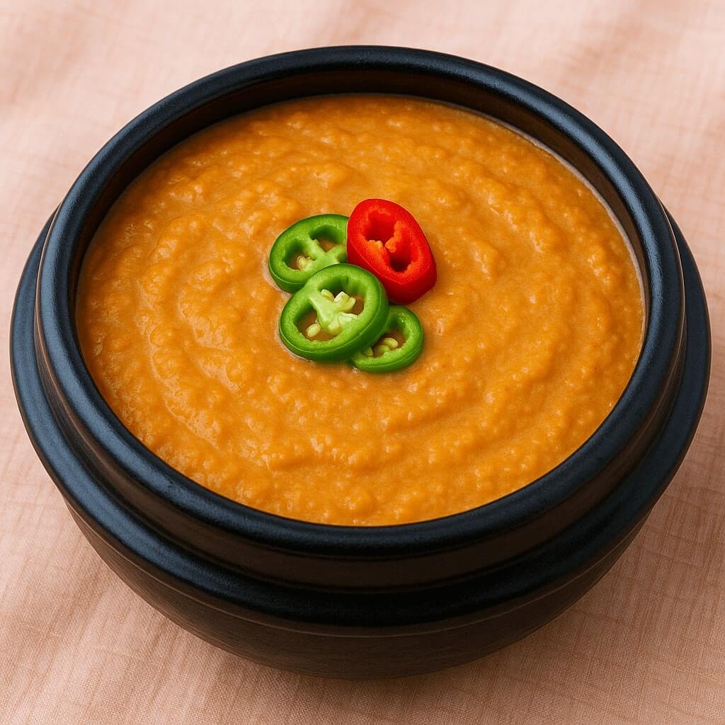 맛있게 끓여서 뚝배기에 담겨져 나온 비지찌개