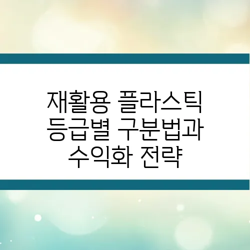 재활용 플라스틱 등급별 구분법과 수익화 전략
