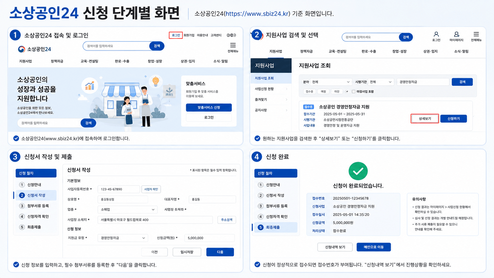 소상공인24 신청 단계별