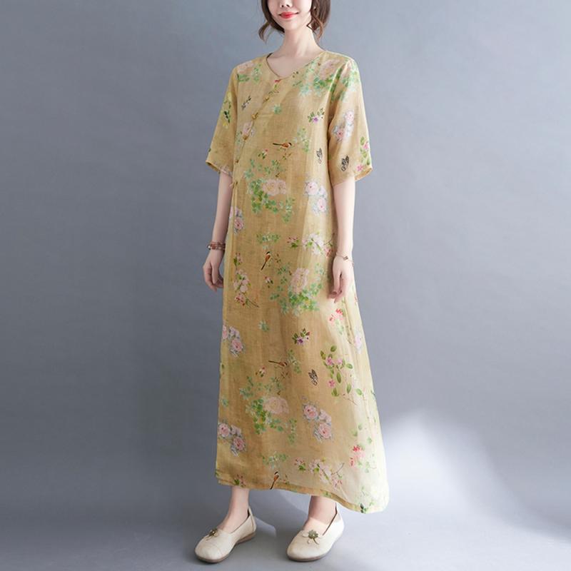 생활한복 원피스 린넨 칠부 일상 한복 드레스