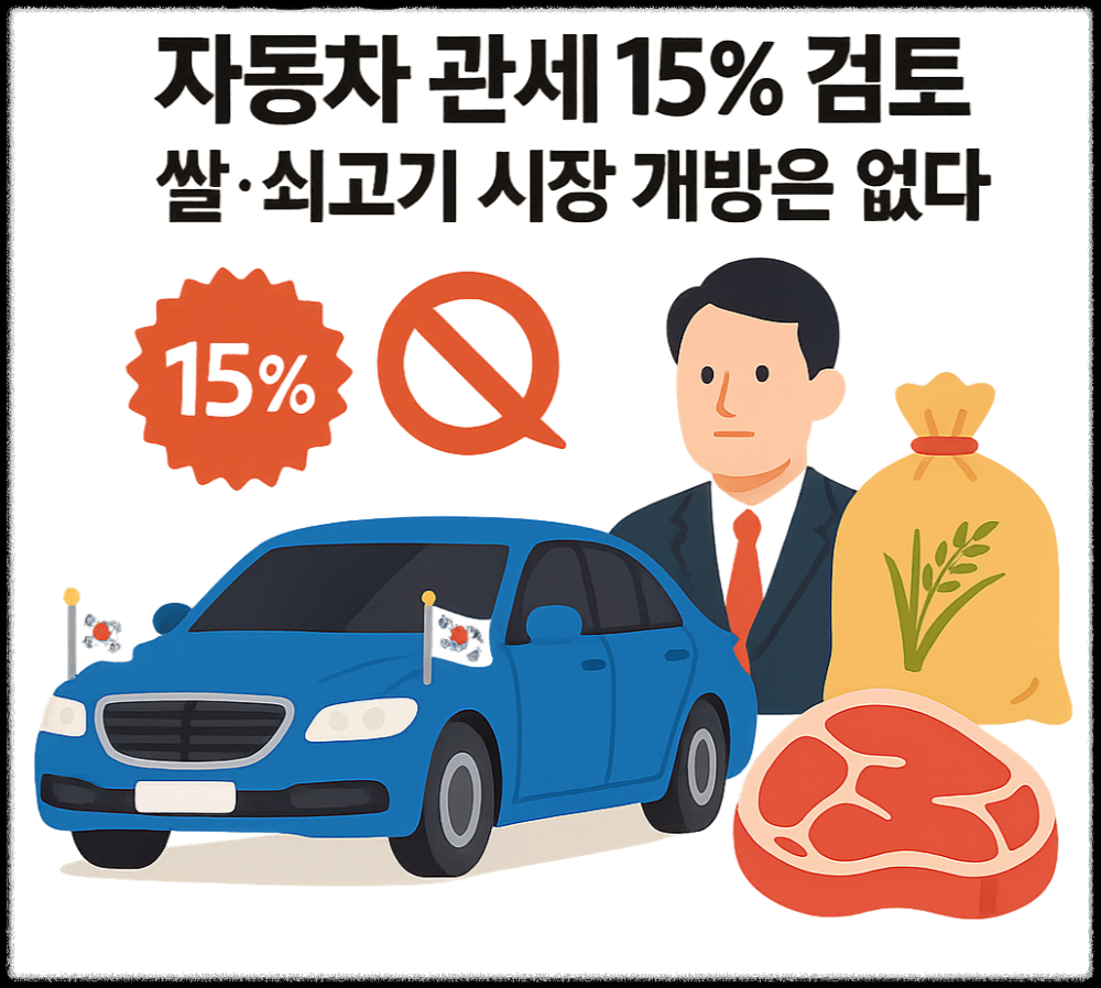 대통령실 자동차 관세 15% 검토 쌀·쇠고기