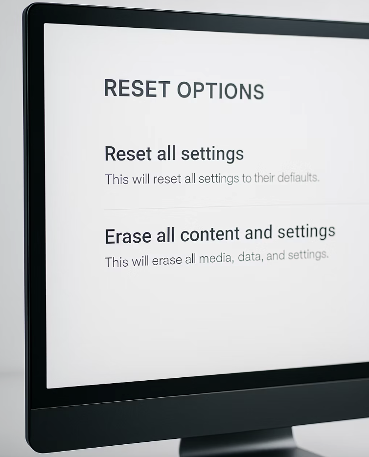 두 가지 선택지, '내 파일 유지' vs '모든 항목 제거'