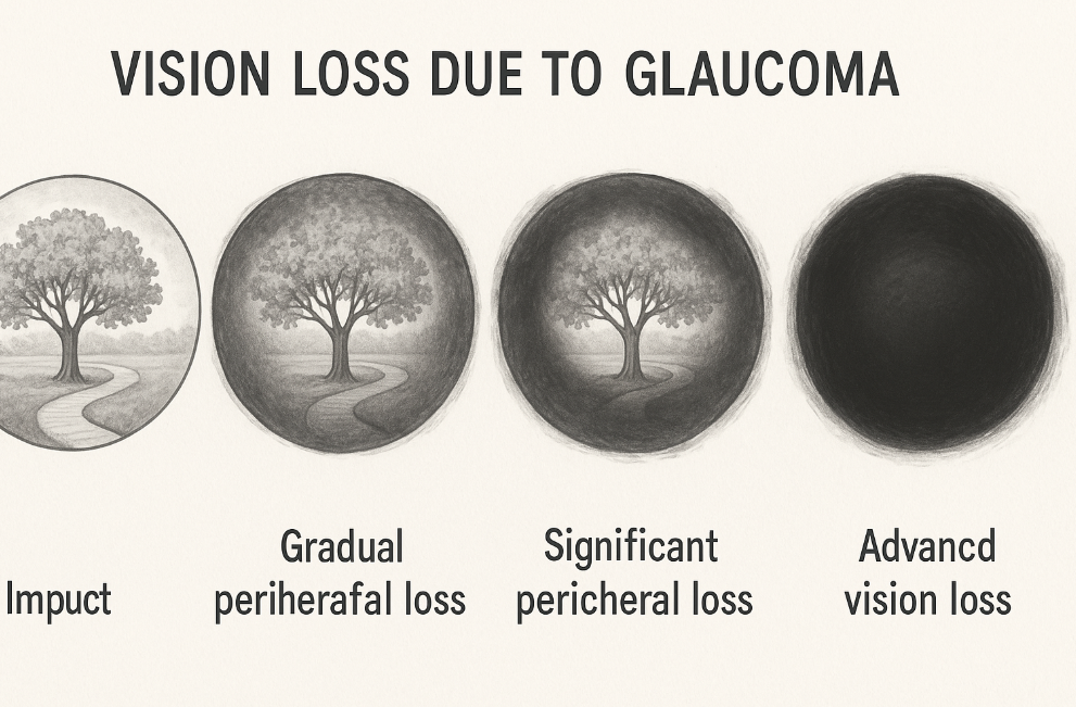 녹내장으로 인한 시야 손상 진행 과정 이미지