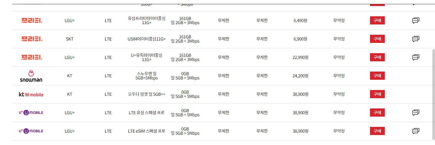 알뜰폰 허브 사이트 요금제비교