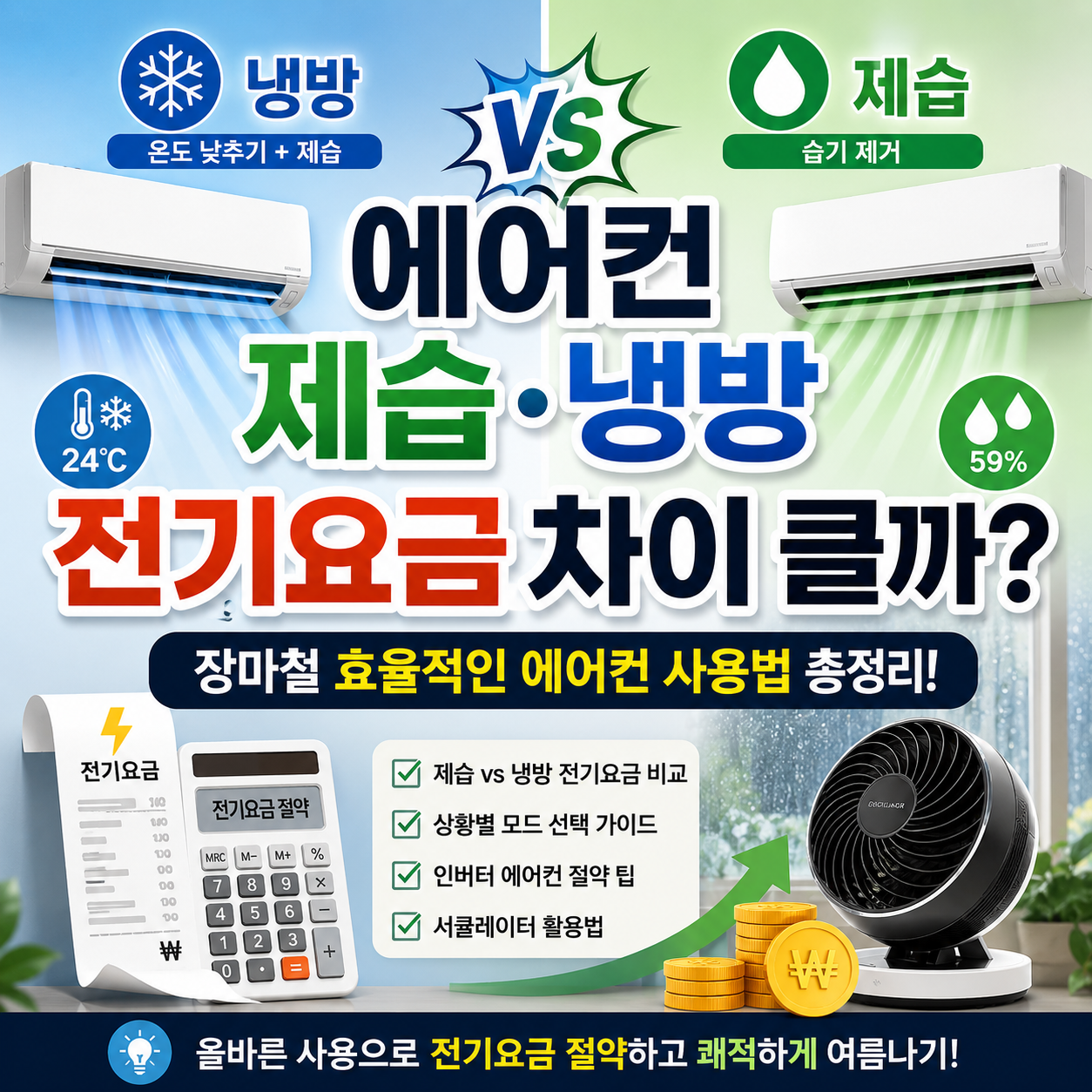 에어컨 제습&middot;냉방 전기요금 차이