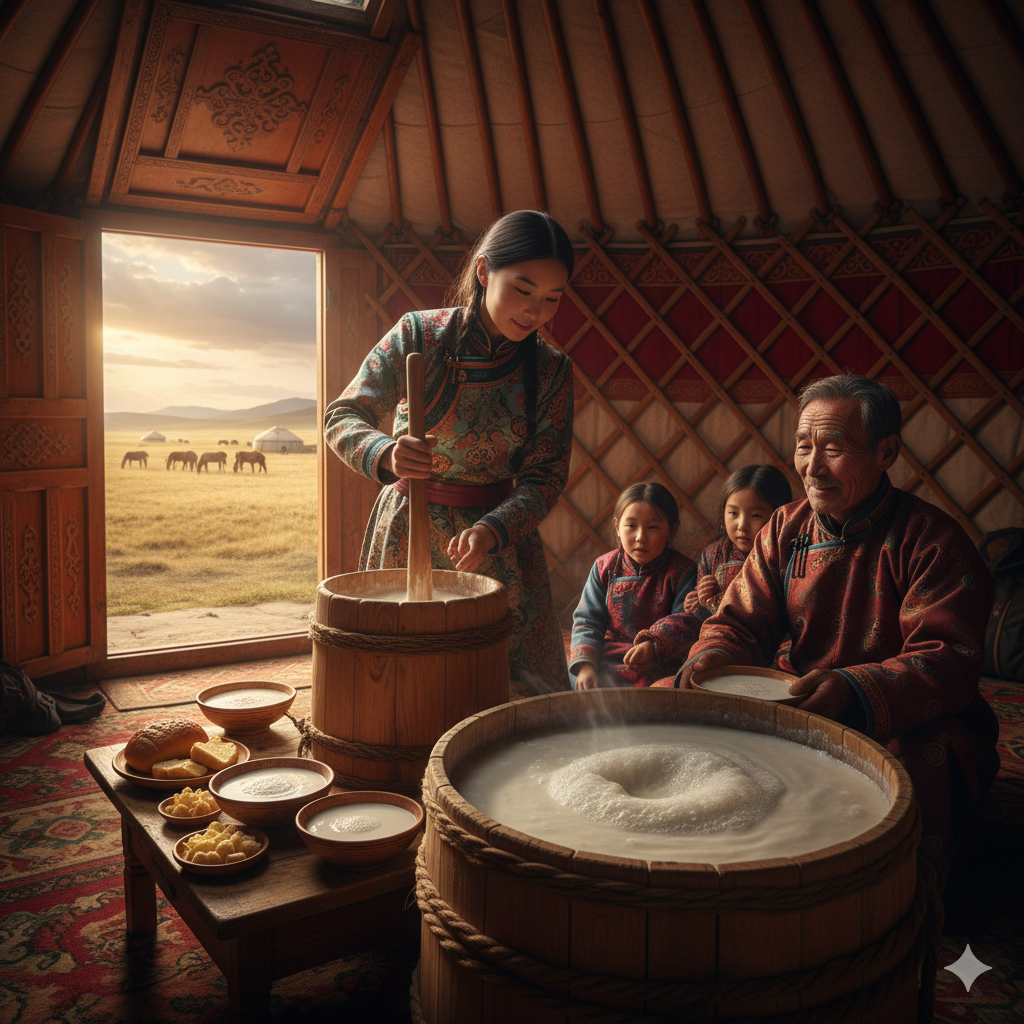 말젖으로 발효시킨 건강식 유제품 아이락