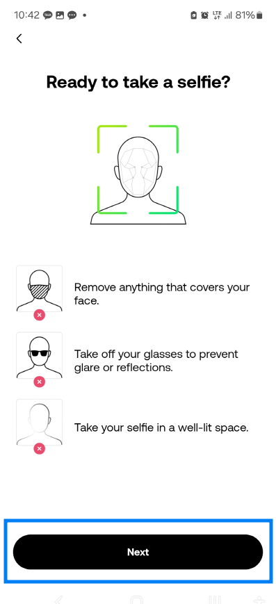 kyc인증 실제 얼굴 사진 촬영 화면