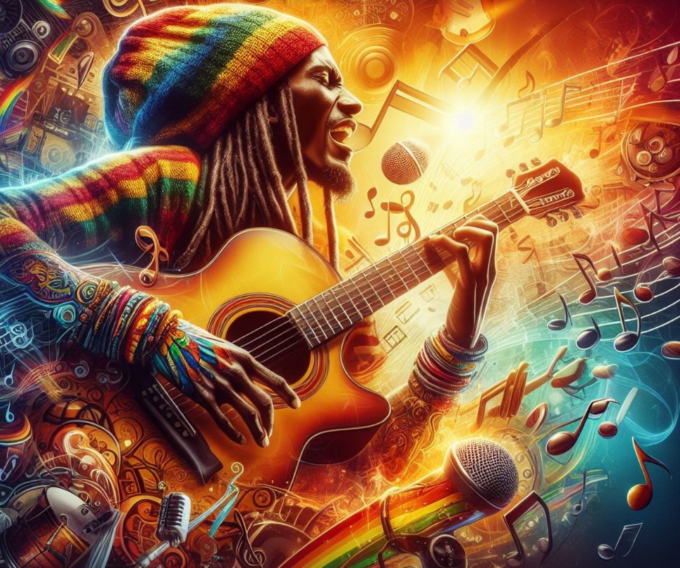 학생을 위한 AI예술교육 가이드 예시 사진_AI로 만든 기타치는 사람