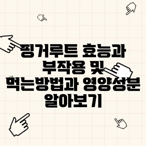 핑거루트 효능과 부작용 및 먹는방법과 영양성분 알아보기