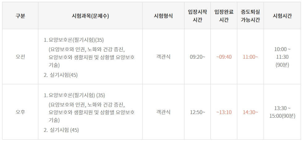 시험시간표