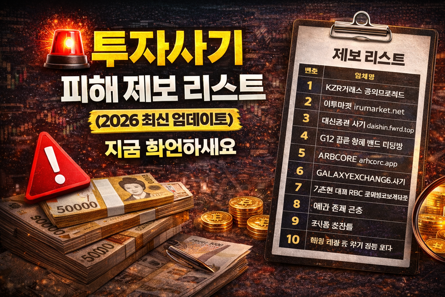 투자 사기 먹튀 피해 리스트 업데이트 안내 인포그래픽