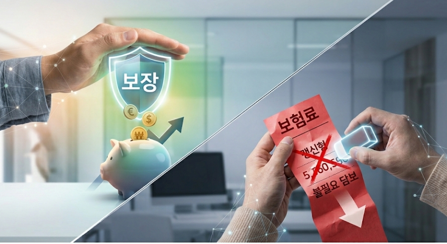 보장은 유지하고 불필요한 보험료는 줄이는 리모델링 전략을 표현한 이미지