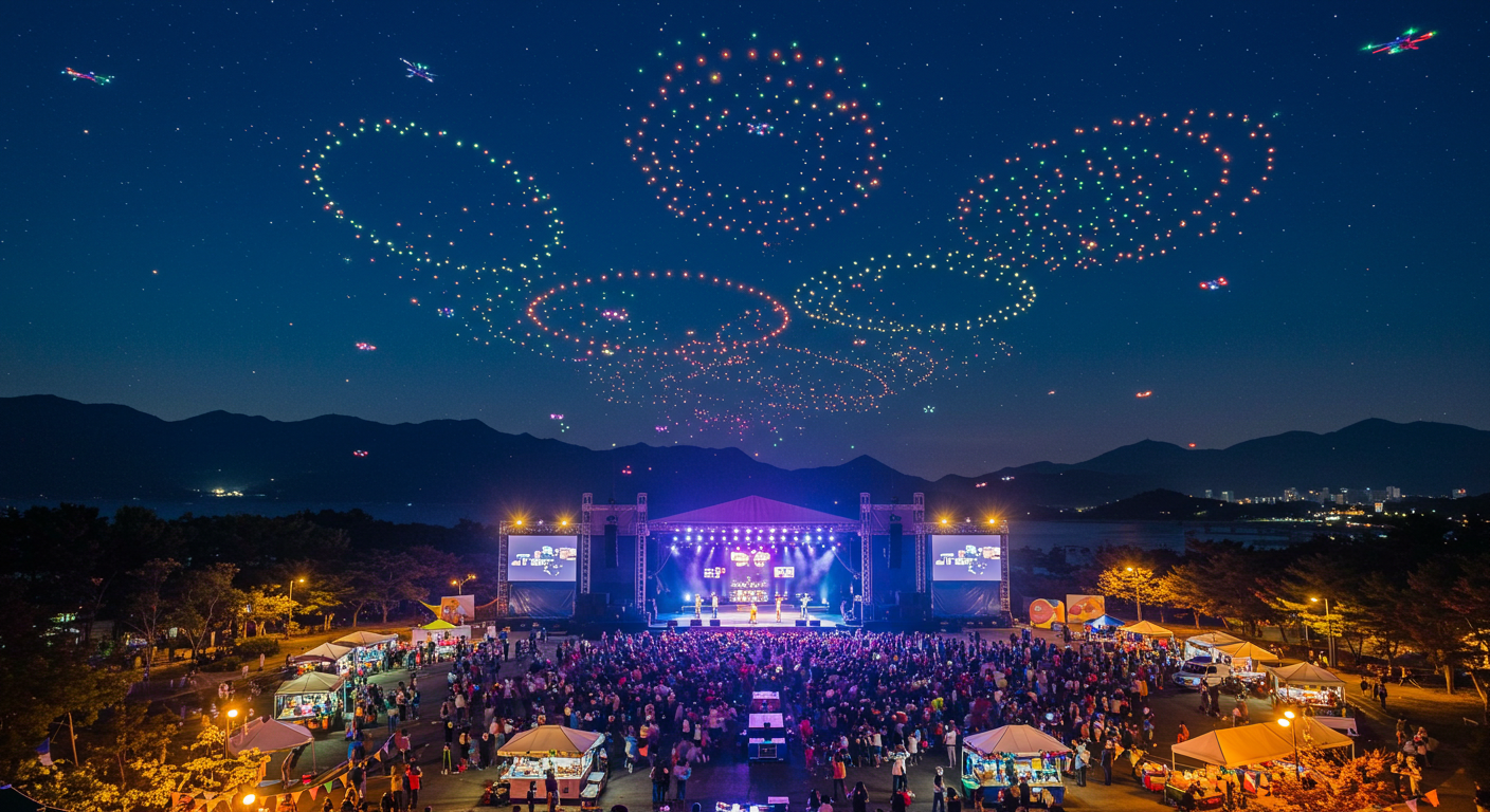 "울주 드론 페스티벌 2025, 1,000대 드론이 수놓는 밤"