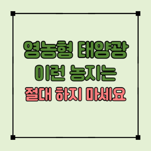 영농형 태양광 하면 안 되는 경우 5가지 (이 조건이면 절대 하지 마세요)