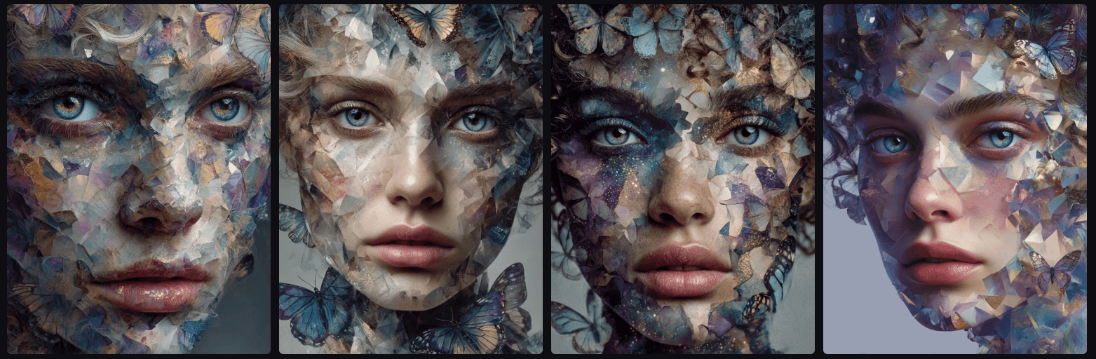 Surreal 스타일 다차원 만화경 여성 이미지 예시_Midjourney