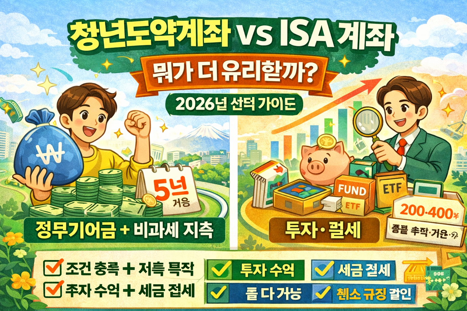 청년도약계좌 vs ISA 계좌, 뭐가 더 유리할까 2026년 기준 선택 가이드