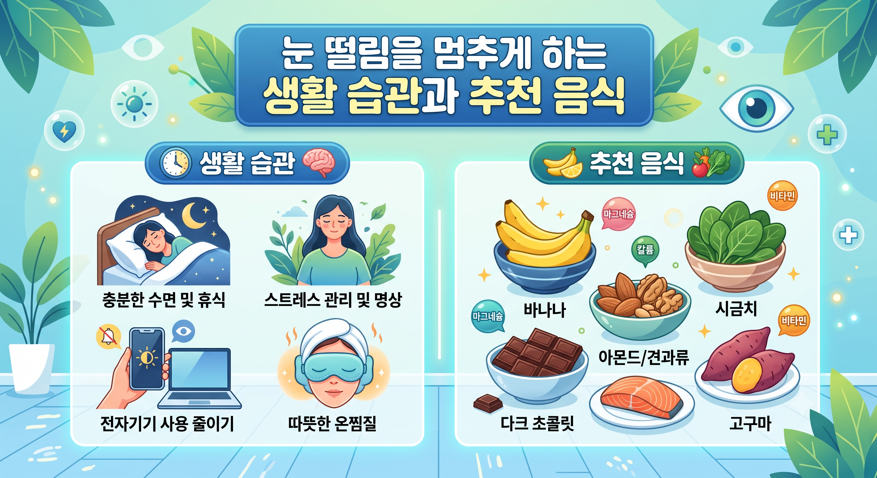 눈 떨림을 멈추게 하는 생활 습관과 추천 음식