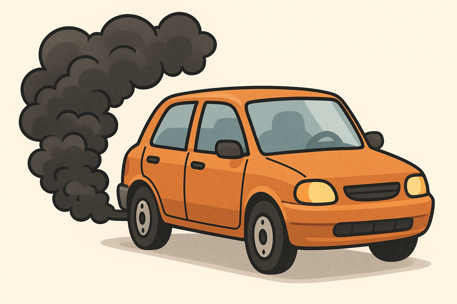 검은매연이 나오는 자동차의 이미지