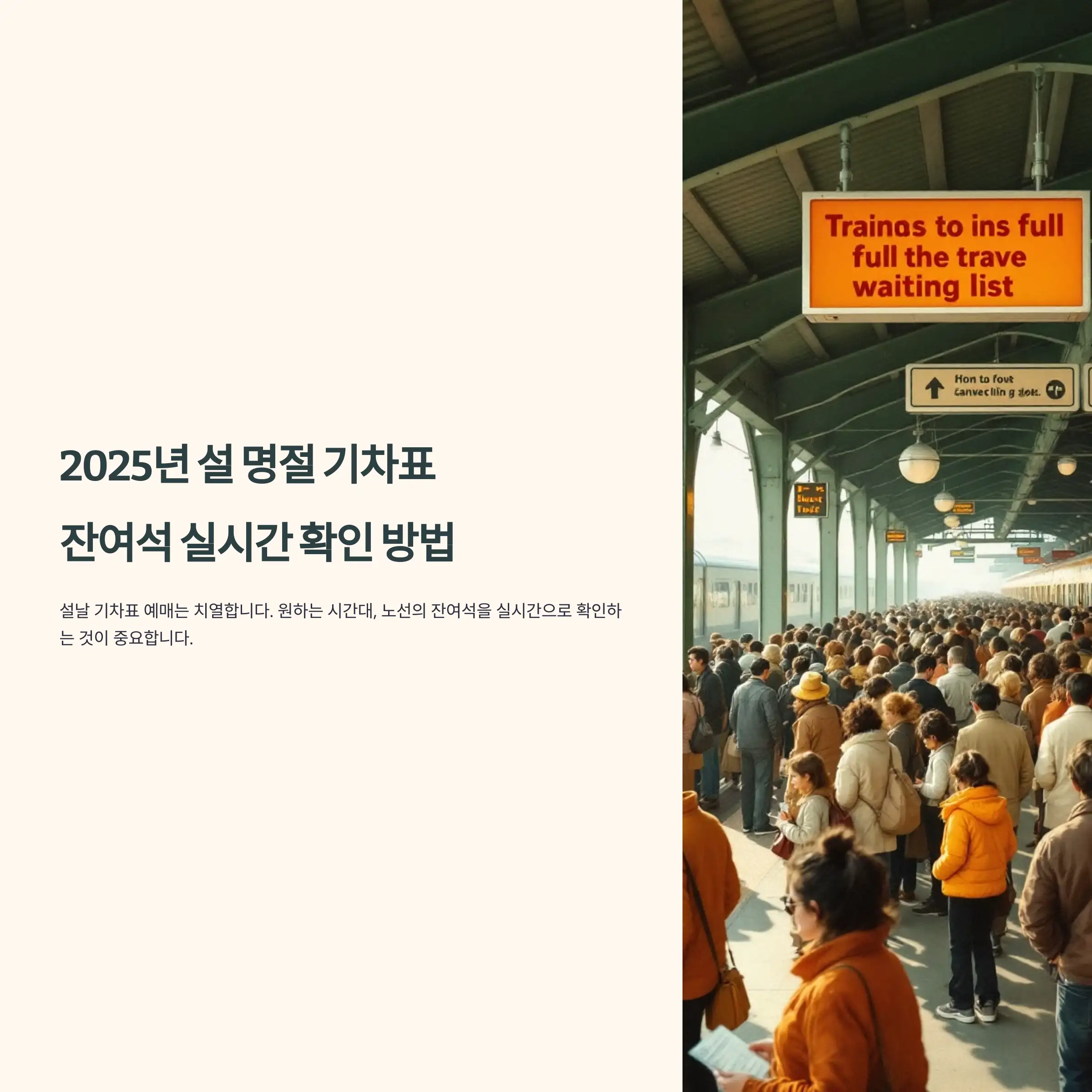 2025년 설 명절 기차표 잔여석 실시간 확인 예약