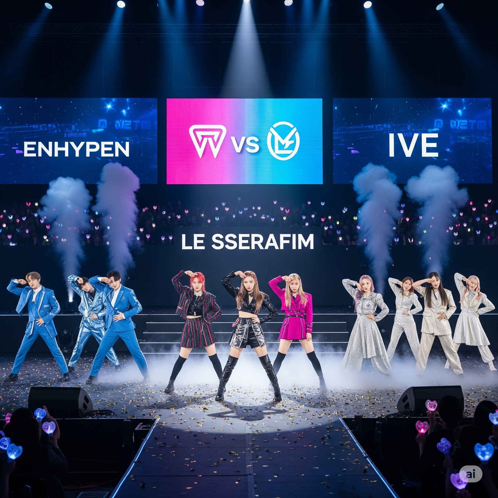 음원음반기준, K-POP인기순위, 차이점, 르세라핌, 엔하이픈, 아이브