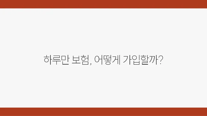 자동차 1일보험, 가입 절차를 밝히다