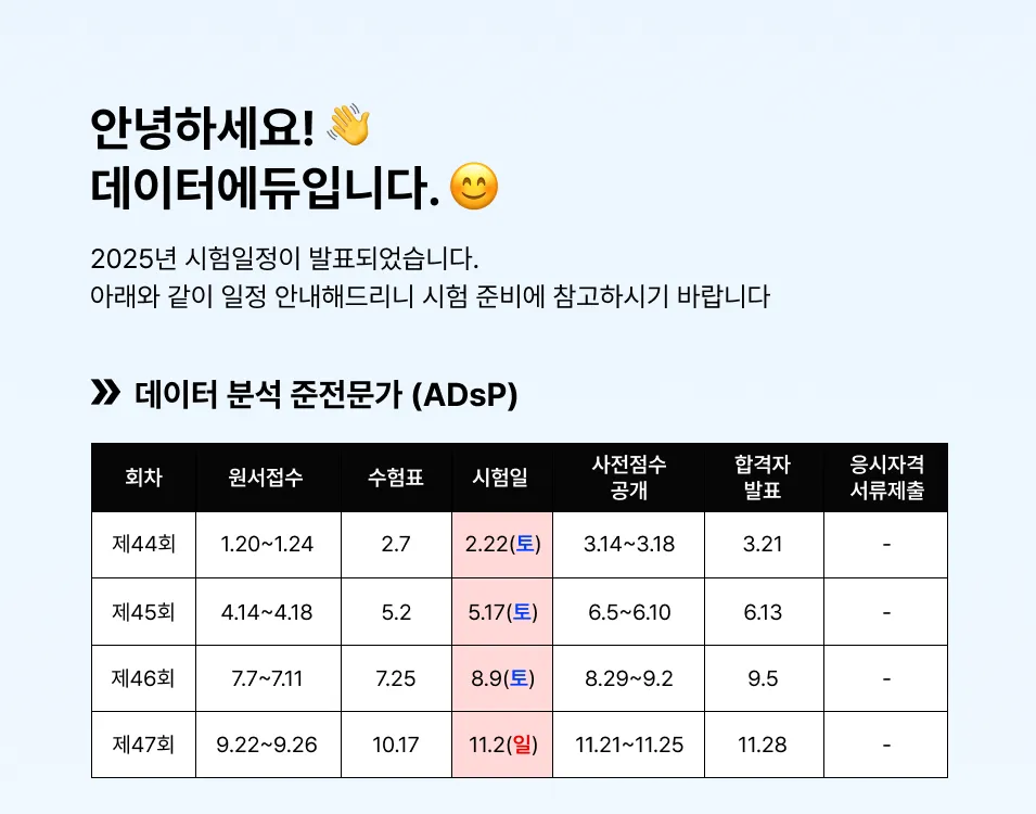 데이터분석 준전문가 ADsP 시험일정 합격기준 커리큘럼_1