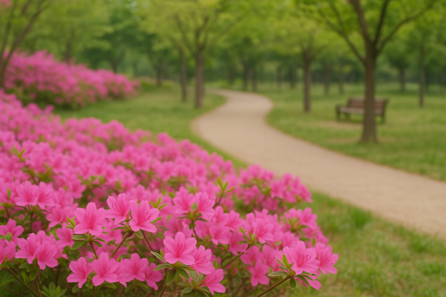 산책길에 피어있는 영산홍