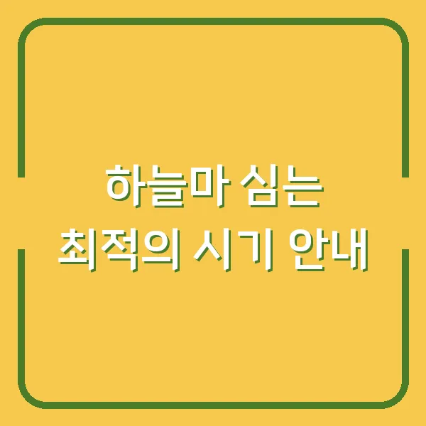 하늘마 심는 최적의 시기 안내