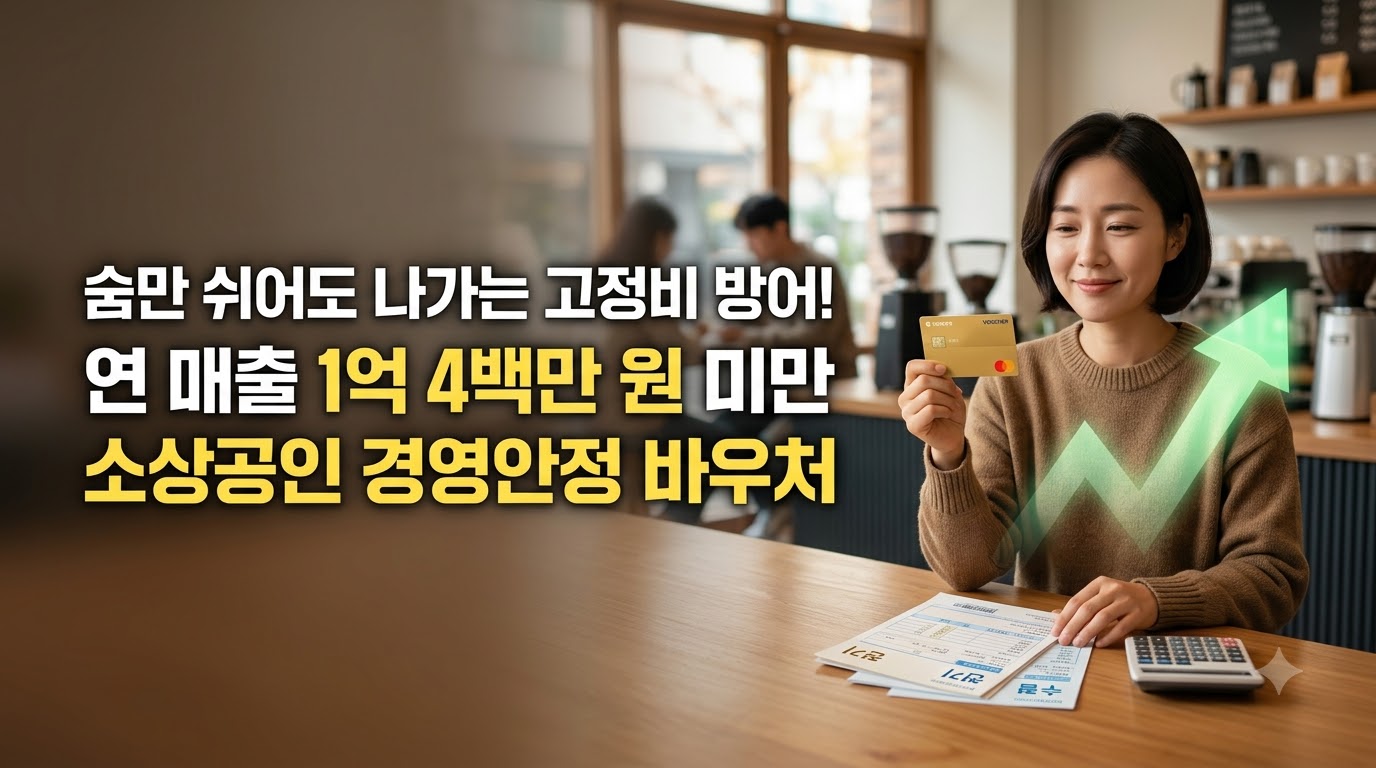 만 쉬어도 나가는 고정비 방어! 연 매출 1억 4백만 원 미만 소상공인 경영안정 바우처