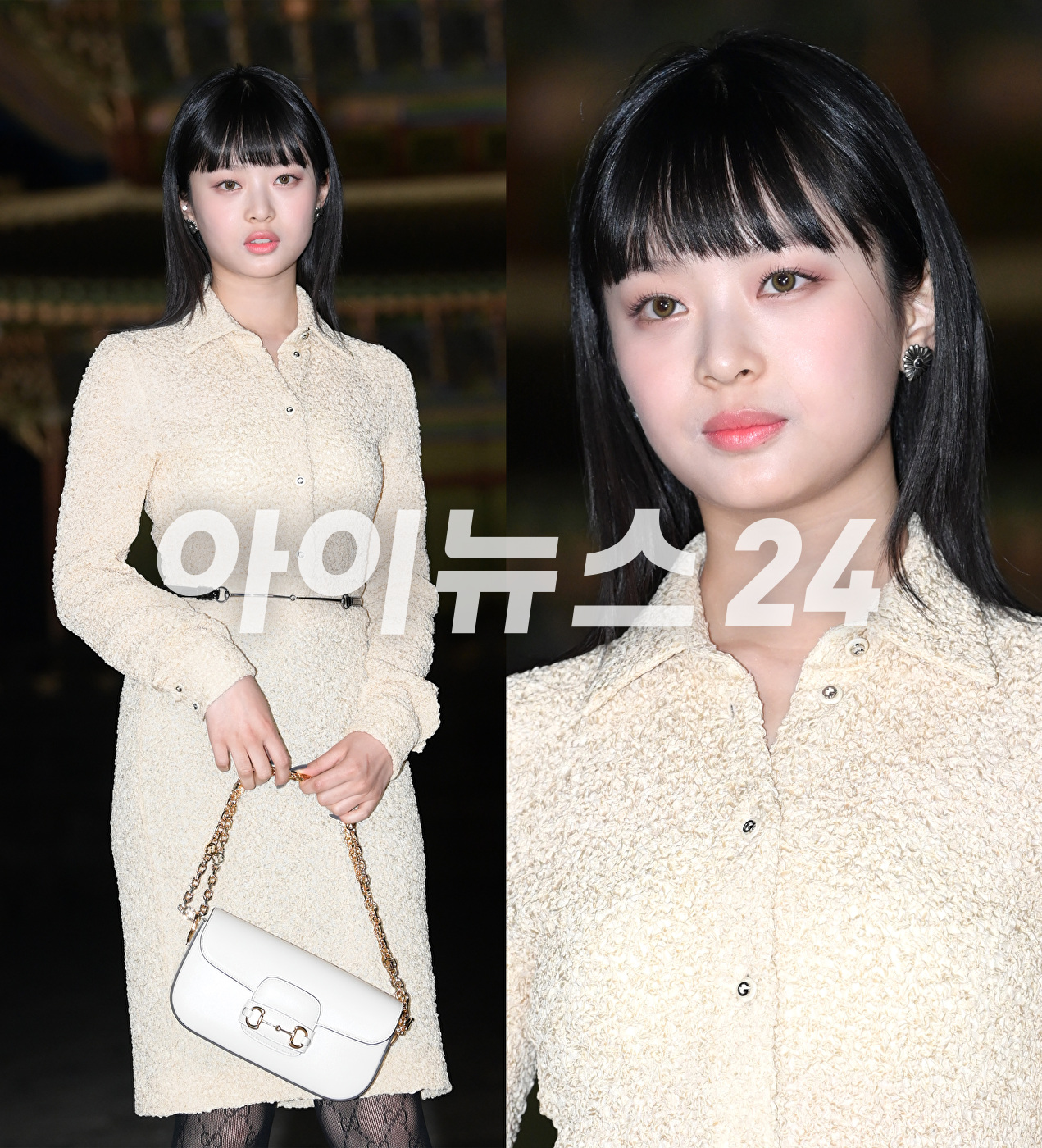 뉴진스 하니가 16일 오후 서울 경복궁에서 진행된 구찌(Gucci) 2024 크루즈 패션쇼에 참석하고 있다. [사진=정소희 기자]