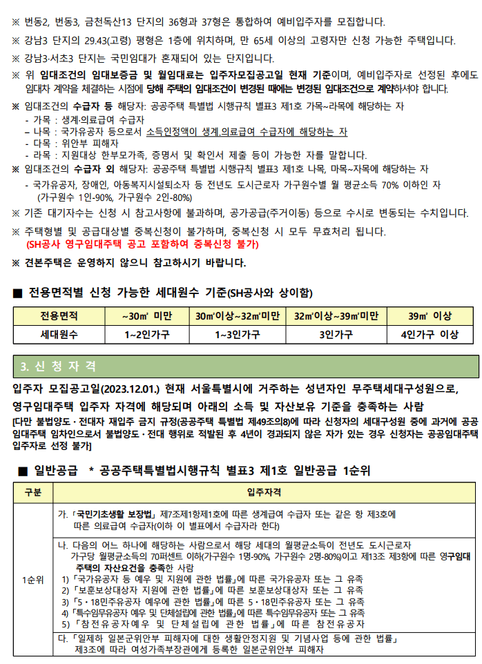 서울 영구임대주택 모집공고