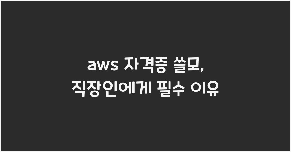 aws 자격증 쓸모