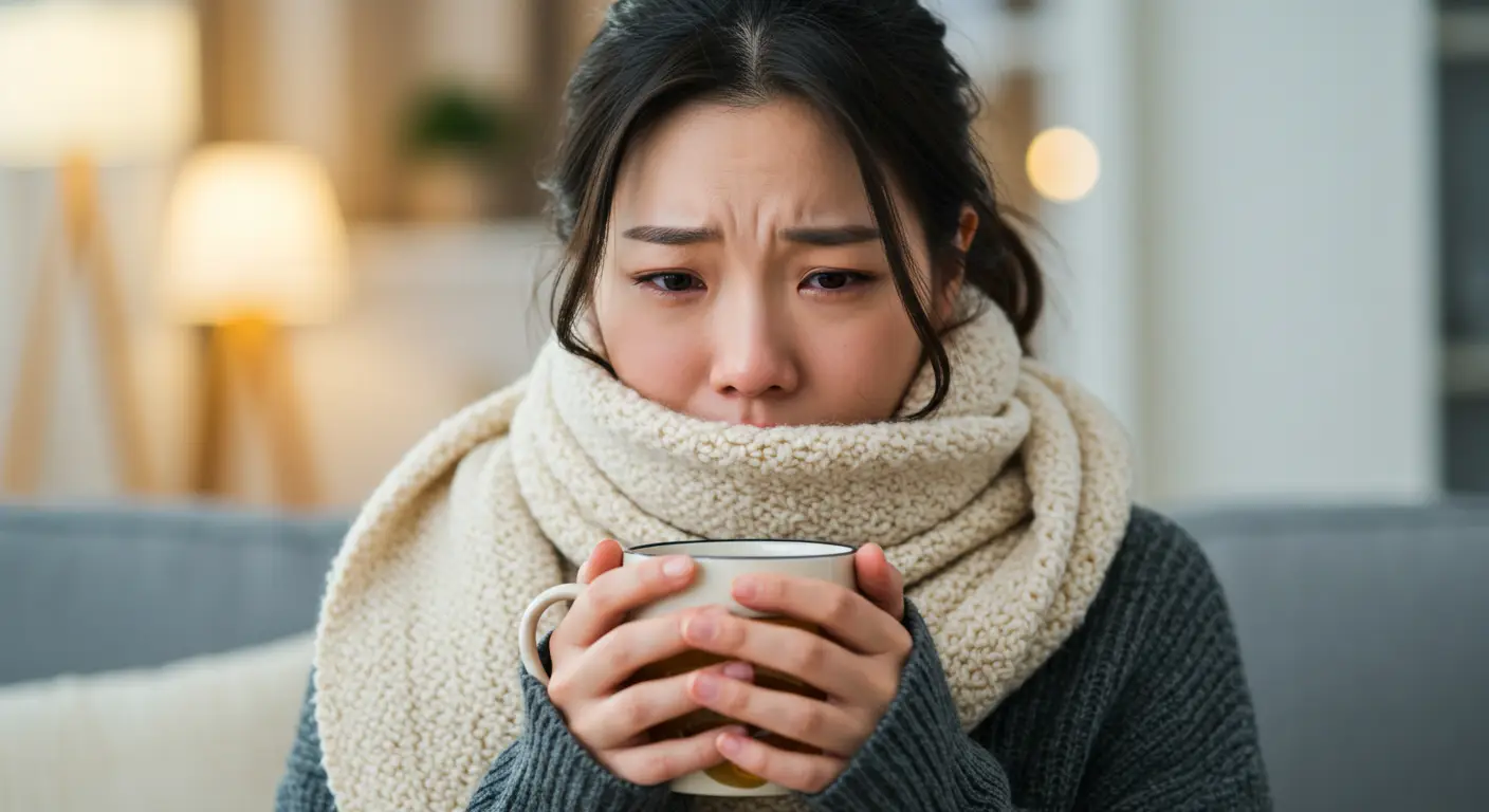 감기에 걸린 여성