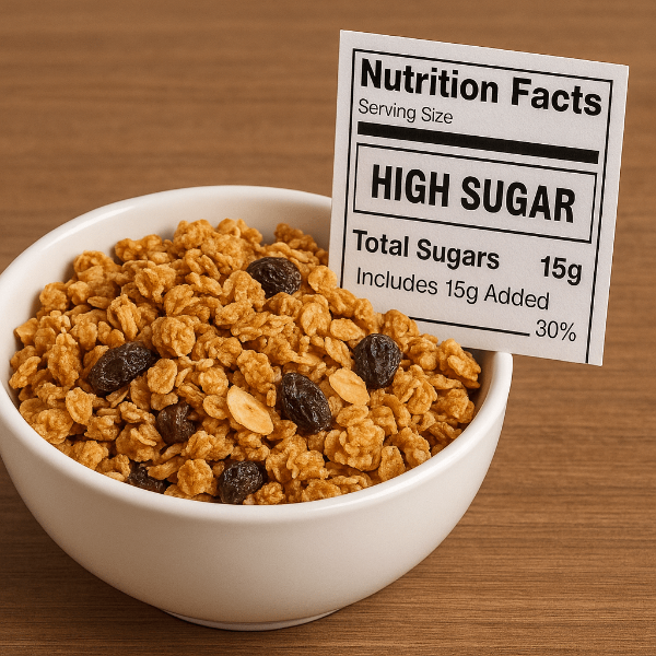 성분표가 꽂혀있는 그래놀라