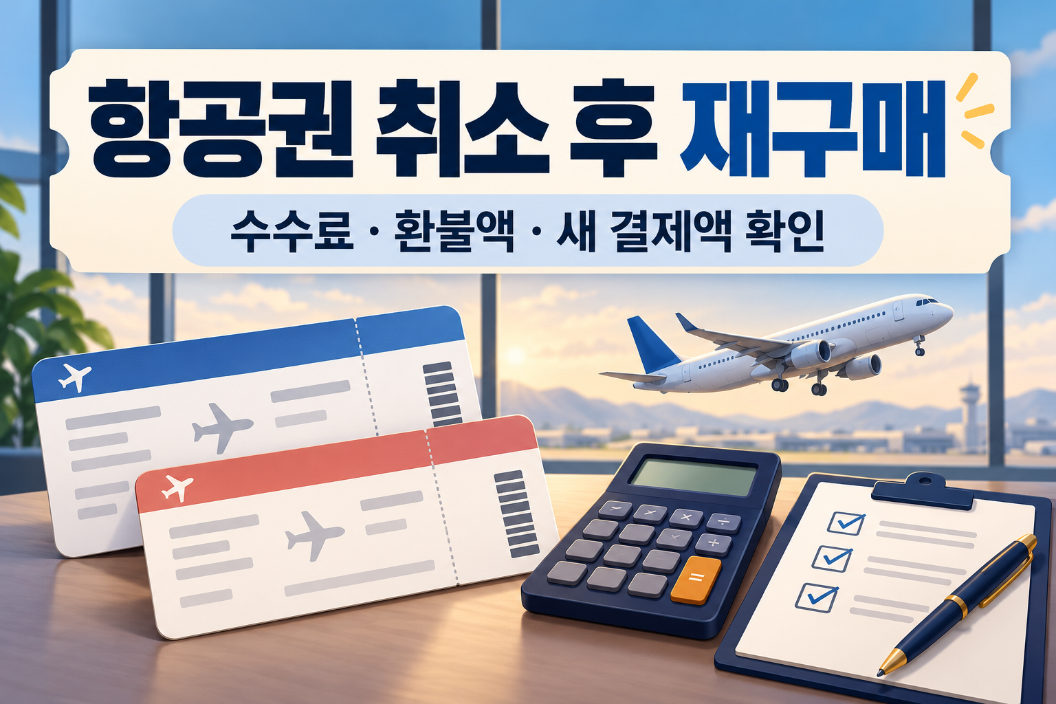 항공권 가격이 내려갔다면? - 취소 후 재구매 전 수수료&middot;환불액 확인