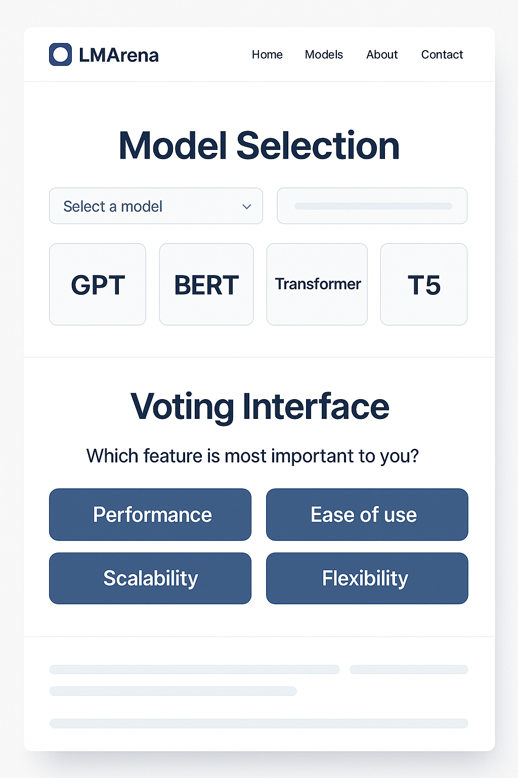 LMArena 메인 페이지 - 모델 선택 및 투표 인터페이스