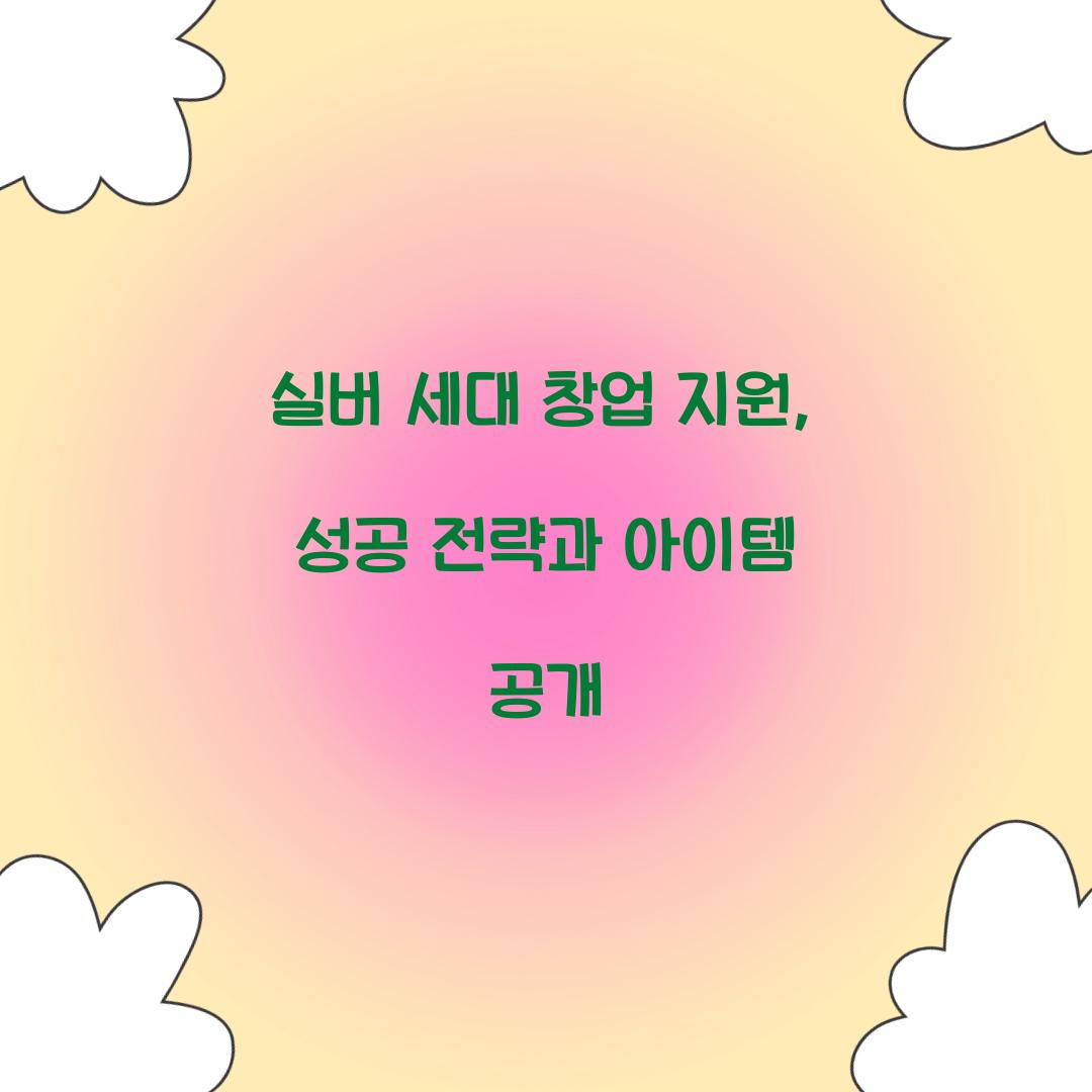 실버 세대 창업 지원