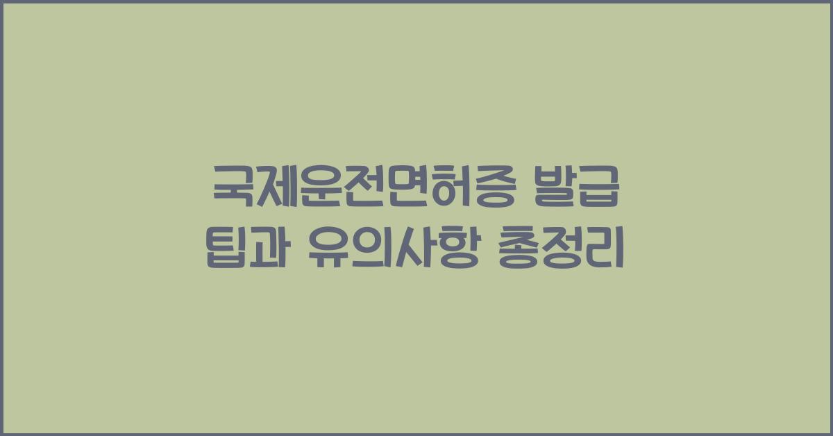 국제운전면허증 발급 팁