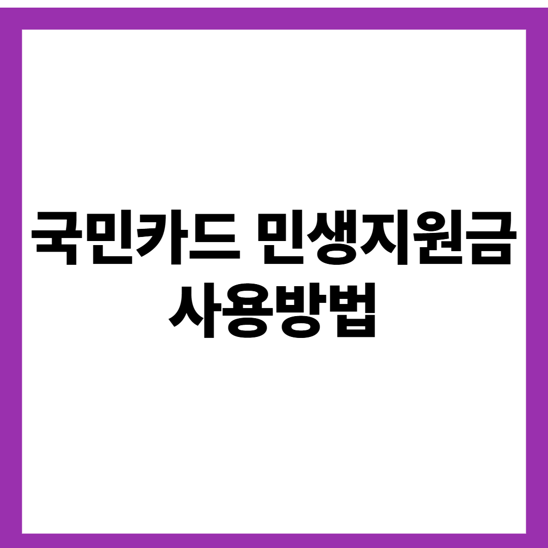 국민카드 민생지원금 사용방법